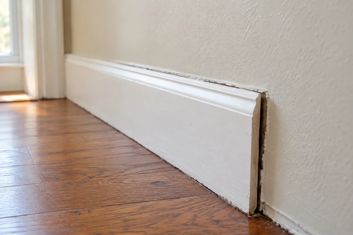 Baseboard with visible separation from wall