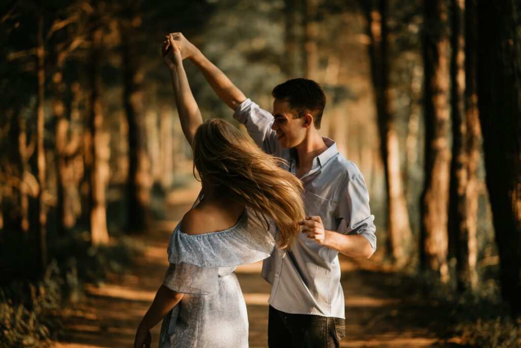 Woman and man dancing